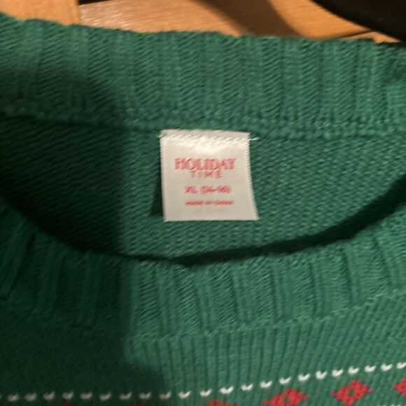 Ugly Christmas Sweater SANTA PAWS X Large 14-16 JuniorGreen PUG Unisex - Picture 4 of 7